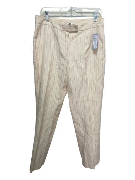 Oscar by Oscar de la renta Size 10 Beige & Red Linen Blend Pinstripe Pants Beige & Red / 10