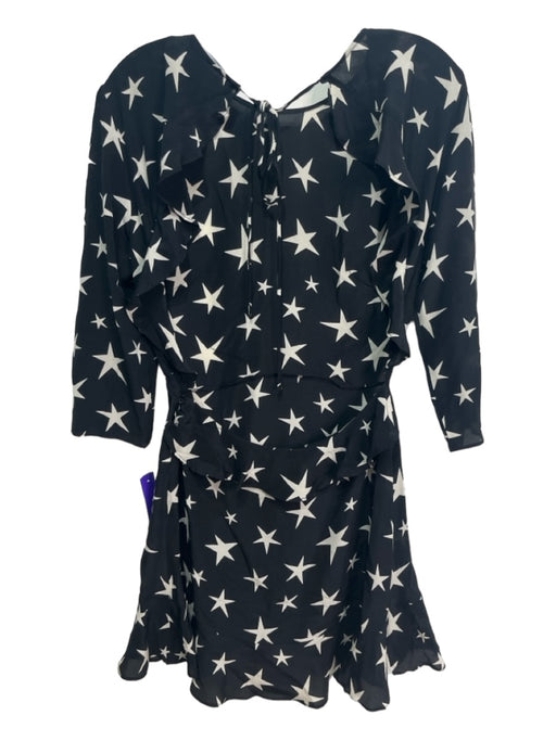 Realisation Size S Black & White Silk Star Print Open Back Long Sleeve Dress Black & White / S