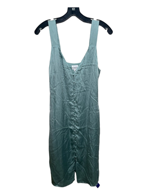 Cami NYC Size XS Teal Green Silk Sleeveless Button Front Midi V Neck Dress Teal Green / XS