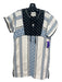 Sea New York Size 2 White, Black & Blue Cotton Blend Short Sleeve Abstract Dress White, Black & Blue / 2