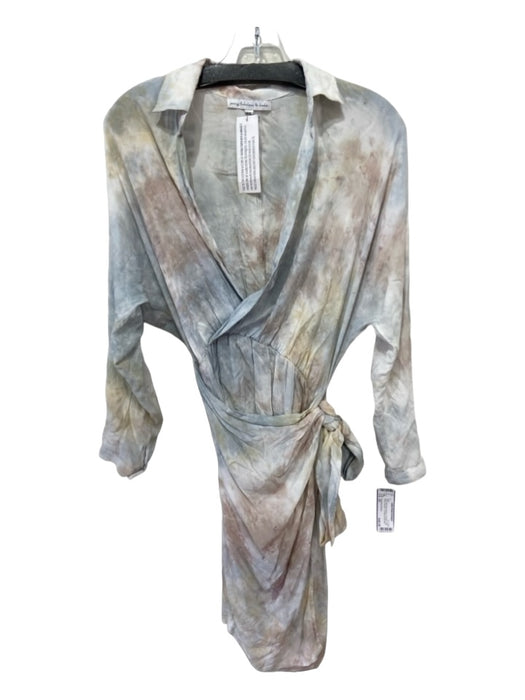 Young Fab & Broke Size XS Gray Yellow Blue Rayon Tie Dye Long Sleeve Dress Gray Yellow Blue / XS