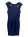 Zac Posen Size 2 Navy Viscose Blend Textured Paneled Sleeveless Sheath Dress Navy / 2