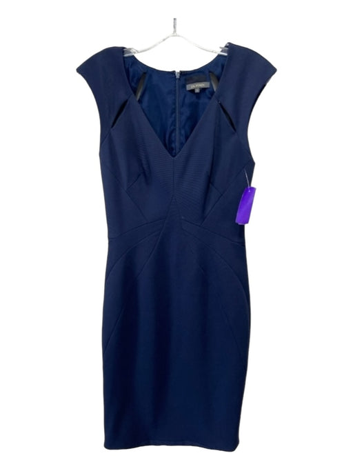 Zac Posen Size 2 Navy Viscose Blend Textured Paneled Sleeveless Sheath Dress Navy / 2