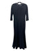 Teri Jon Size 4 Black Acetate Blend Beaded Lace 3/4 Sleeve floor length Gown Black / 4