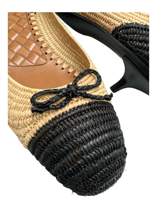 Bottega Veneta Shoe Size 38.5 Black & Beige Jute round toe Woven Bow Pumps Black & Beige / 38.5