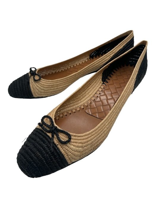 Bottega Veneta Shoe Size 38.5 Black & Beige Jute round toe Woven Bow Pumps Black & Beige / 38.5