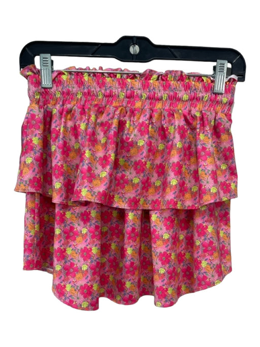 Loveshackfancy Size M Pink & Yellow Polyester Blend Floral Tiered Skirt Pink & Yellow / M