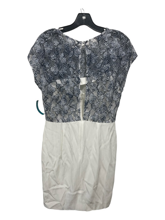 Reiss Size 8 Blue & White Acrylic Blend Floral Lace Sleeveless Layered Dress Blue & White / 8