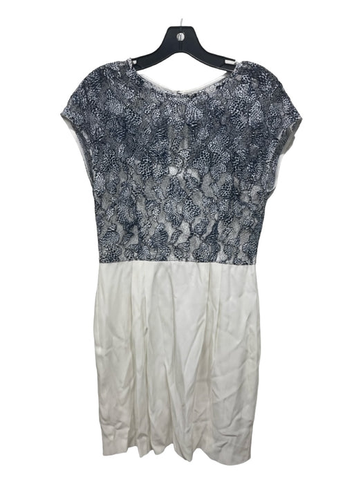 Reiss Size 8 Blue & White Acrylic Blend Floral Lace Sleeveless Layered Dress Blue & White / 8