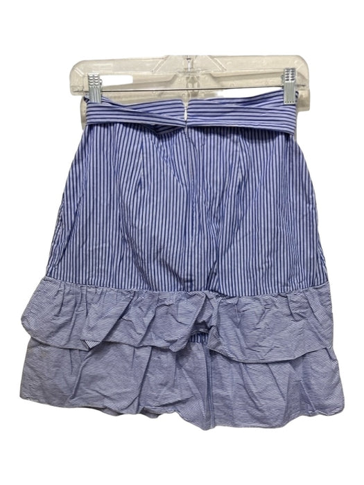 Parker Size 4 Blue & White Cotton Striped Ruffle Back Zip Tie Detail Skirt Blue & White / 4