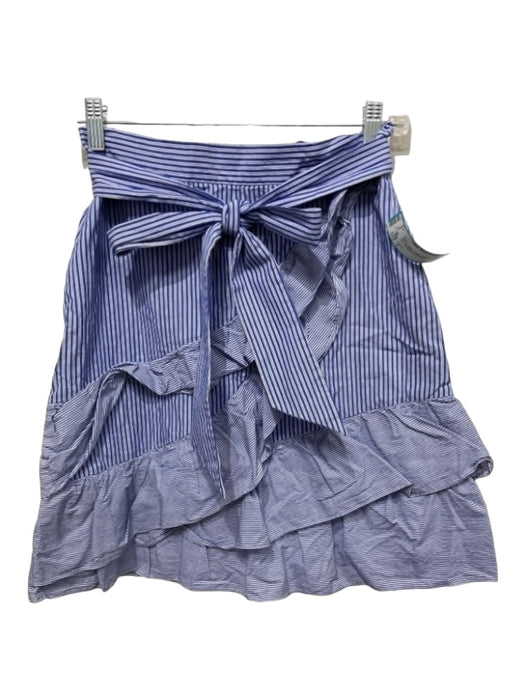 Parker Size 4 Blue & White Cotton Striped Ruffle Back Zip Tie Detail Skirt Blue & White / 4