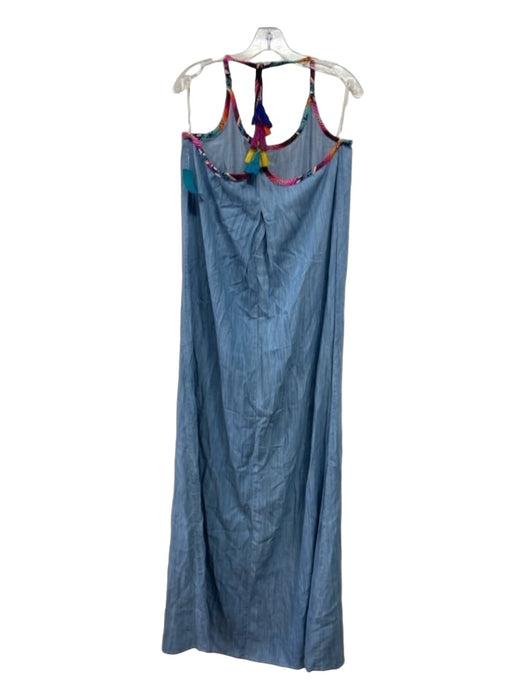 Judith March Size L Blue & Multi Tencel T Back Sleeveless Maxi Dress Blue & Multi / L