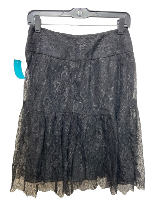 Rickie Freeman for Teri Jon Size 4 Black Nylon Blend Lace Overlay Back Zip Skirt Black / 4