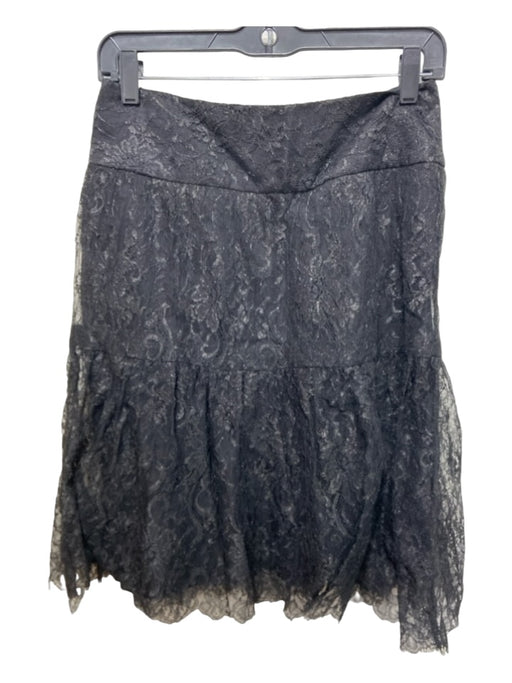 Rickie Freeman for Teri Jon Size 4 Black Nylon Blend Lace Overlay Back Zip Skirt Black / 4