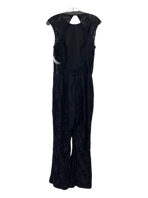 Bari Jay Size 12 Black Polyester Lace Overlay Sleeveless Open Back Jumpsuit Black / 12