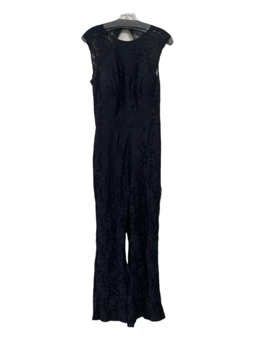 Bari Jay Size 12 Black Polyester Lace Overlay Sleeveless Open Back Jumpsuit Black / 12