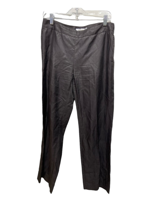 Max Mara Size 8 Dark Gray Ramie Blend Mid Rise Side Zip Straight Leg Pants Dark Gray / 8