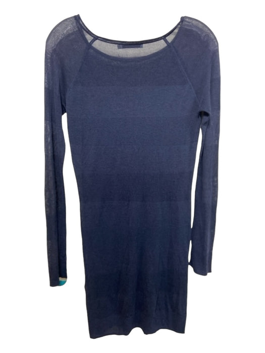 T Alexander Wang Size XS Navy Rayon Blend Sheer Round Neck Long Sleeve Dress Navy / XS