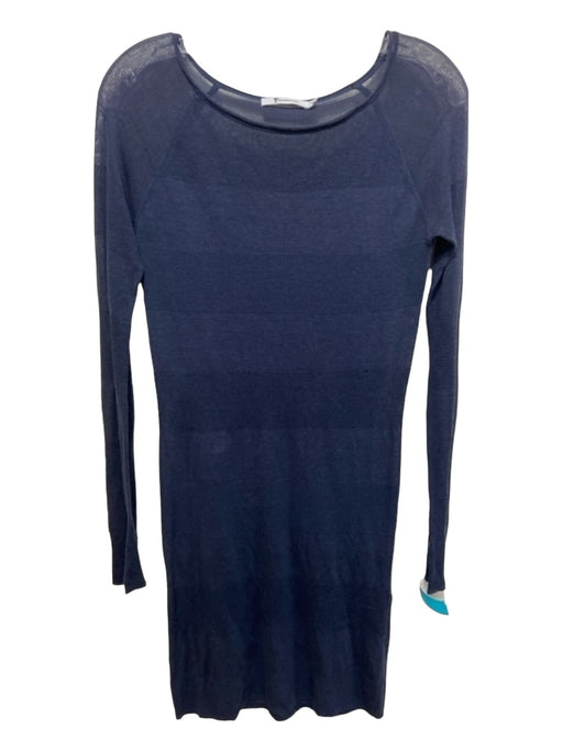 T Alexander Wang Size XS Navy Rayon Blend Sheer Round Neck Long Sleeve Dress Navy / XS