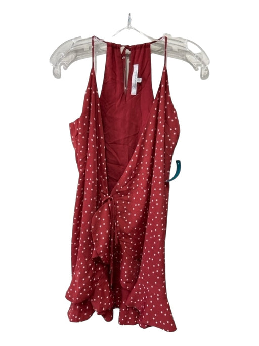 Lovers + Friends Size S Red & White Polyester Star Print Wrap Above Knee Dress Red & White / S