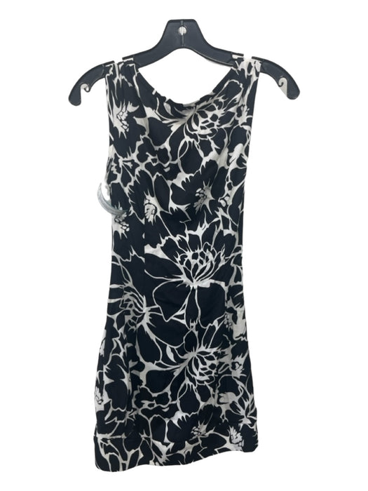 Diane Von Furstenberg Size 0 Black & White Silk Blend Floral Sleeveless Dress Black & White / 0