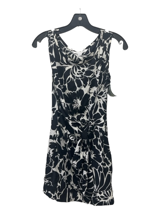 Diane Von Furstenberg Size 0 Black & White Silk Blend Floral Sleeveless Dress Black & White / 0