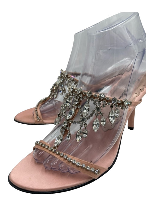 Beverly Feldman Shoe Size 6 Pink & Silver Satin Chandelier Open Toe Midi Pumps Pink & Silver / 6