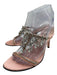 Beverly Feldman Shoe Size 6 Pink & Silver Satin Chandelier Open Toe Midi Pumps Pink & Silver / 6