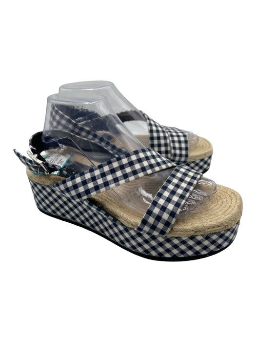 Rag & Bone Shoe Size 39.5 Blue & White Canvas Platform Open Toe gingham Sandals Blue & White / 39.5