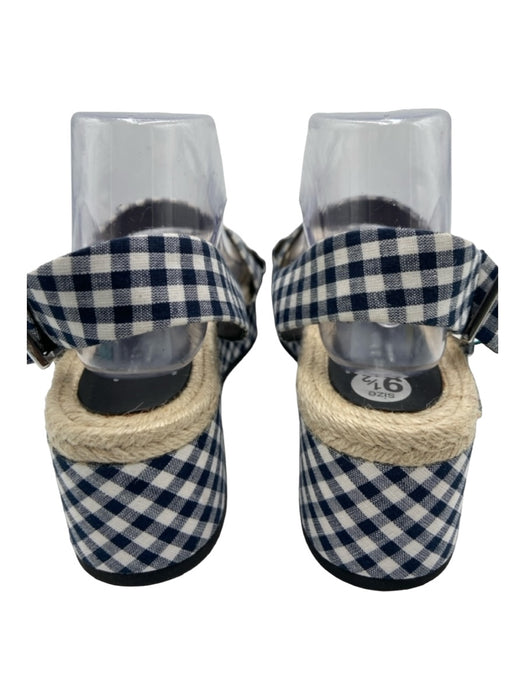 Rag & Bone Shoe Size 39.5 Blue & White Canvas Platform Open Toe gingham Sandals Blue & White / 39.5