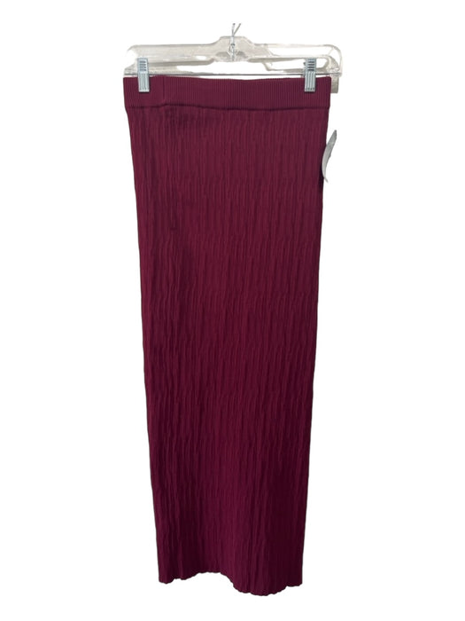 Current Air Size S/M Maroon Textured Elastic Waist Midi Skirt Maroon / S/M