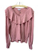 S'edge Size L Pink Cotton Pop Over Long Sleeve Ruffle Trim Top Pink / L