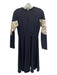 Her Story Size M Black & Gold Cotton Blend Round Neck Back Zip Elbow Patch Dress Black & Gold / M