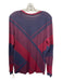 Tory Burch Size M Maroon & Navy Cotton Geometric Long Sleeve Round Neck Top Maroon & Navy / M