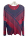 Tory Burch Size M Maroon & Navy Cotton Geometric Long Sleeve Round Neck Top Maroon & Navy / M