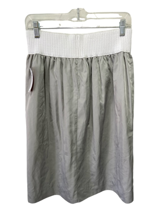 Myth Size 0 White & Gray Polyester Elastic Waist Smocked Detail Below Knee Skirt White & Gray / 0