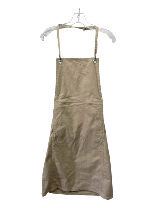 COS Size 8 Beige Cotton Denim Halter Open Back silver hardware Below knee Dress Beige / 8