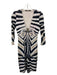 Roberto Cavalli Size 40 Black White Brown Polyamide Animal Print V Neck Dress Black White Brown / 40