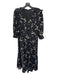 Teri Jon Size 10 Black Print Polyester Surplice Floral 3/4 Sleeve Maxi Dress Black Print / 10