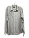 Theory NWT Size L White & Gray Cotton Blend Stripe Button Down Long Sleeve Shirt L