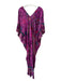 Natori Size L Purple, Green, Yellow Polyester Drop Shoulder V Neck Kaftan Dress Purple, Green, Yellow / L