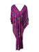 Natori Size L Purple, Green, Yellow Polyester Drop Shoulder V Neck Kaftan Dress Purple, Green, Yellow / L