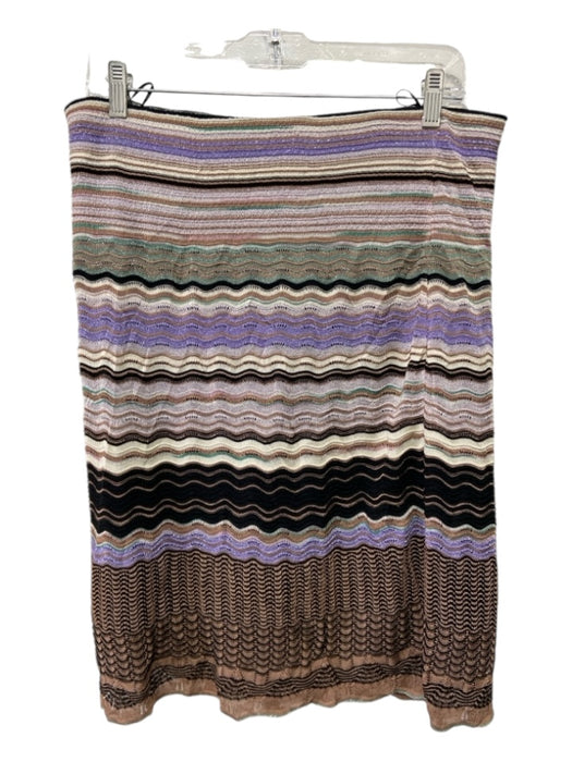 Missoni Size 10 Black, Purple, Green Polyamide Elastic Waist Striped Knit Skirt Black, Purple, Green / 10