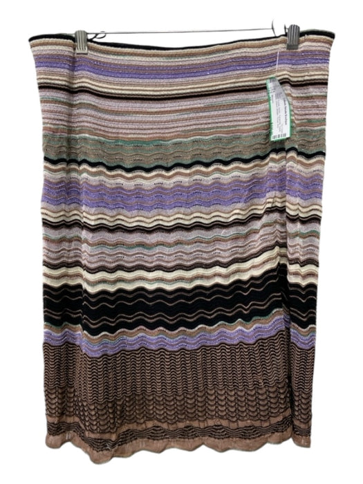 Missoni Size 10 Black, Purple, Green Polyamide Elastic Waist Striped Knit Skirt Black, Purple, Green / 10