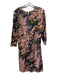 Whistles Size 12 Black, Pink & Tan Silk Blend Round Embroidered Neck Dress Black, Pink & Tan / 12