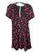 All Saints Size 4 Black & Pink Viscose Floral Short Sleeve Mini Dress Black & Pink / 4