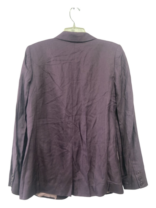 Diane Von Furstenberg Size 6 Dark Purple Viscose 2 Buttons Bound Pocket Jacket Dark Purple / 6