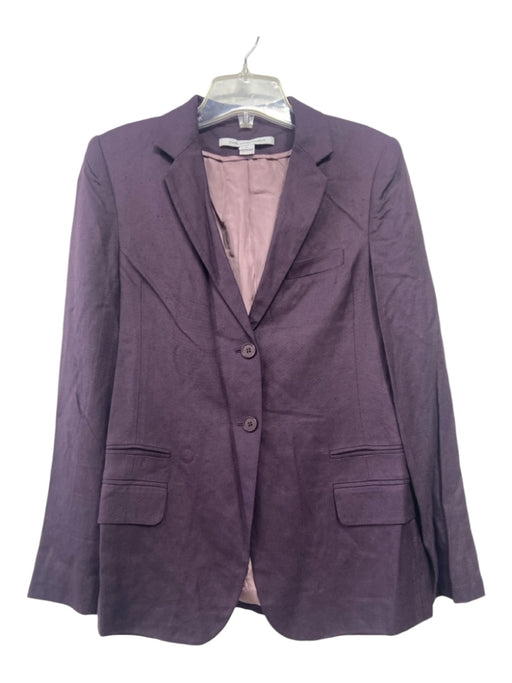 Diane Von Furstenberg Size 6 Dark Purple Viscose 2 Buttons Bound Pocket Jacket Dark Purple / 6