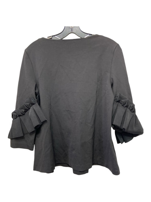 COS Size S Black Viscose Blend Round Embroidered Neck 3/4 Sleeve Boxy Top Black / S