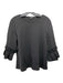 COS Size S Black Viscose Blend Round Embroidered Neck 3/4 Sleeve Boxy Top Black / S